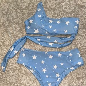 One Shoulder High Waisted Bikini Set